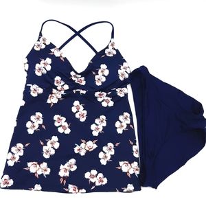 Patagonia - Size Small - Kupala Tankini Top  - Mariposa Lily Navy Blue  -